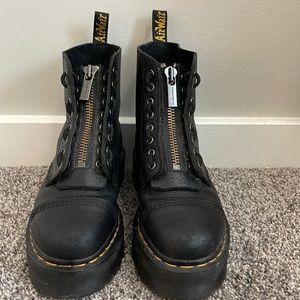 BLACK NAPPA LEATHER PLATFORM BOOTS